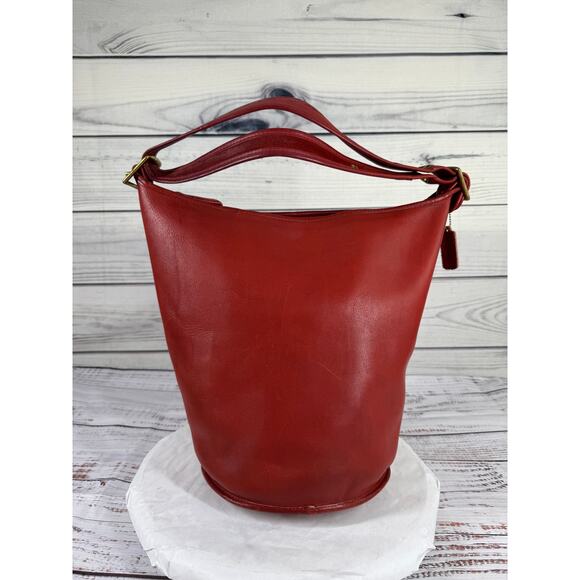 Coach Vintage Duffle Sac Red NYC Bucket Bag - Picture 2 of 10